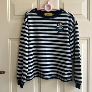 MAISON MANGOSTAN  Kids Black & White Striped Long Sleeve T-Shirt